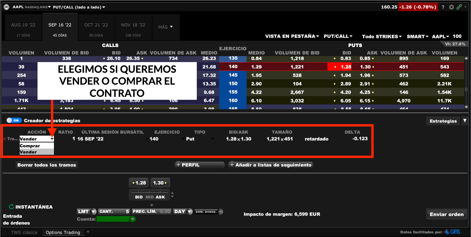 Creación de estrategias de opciones