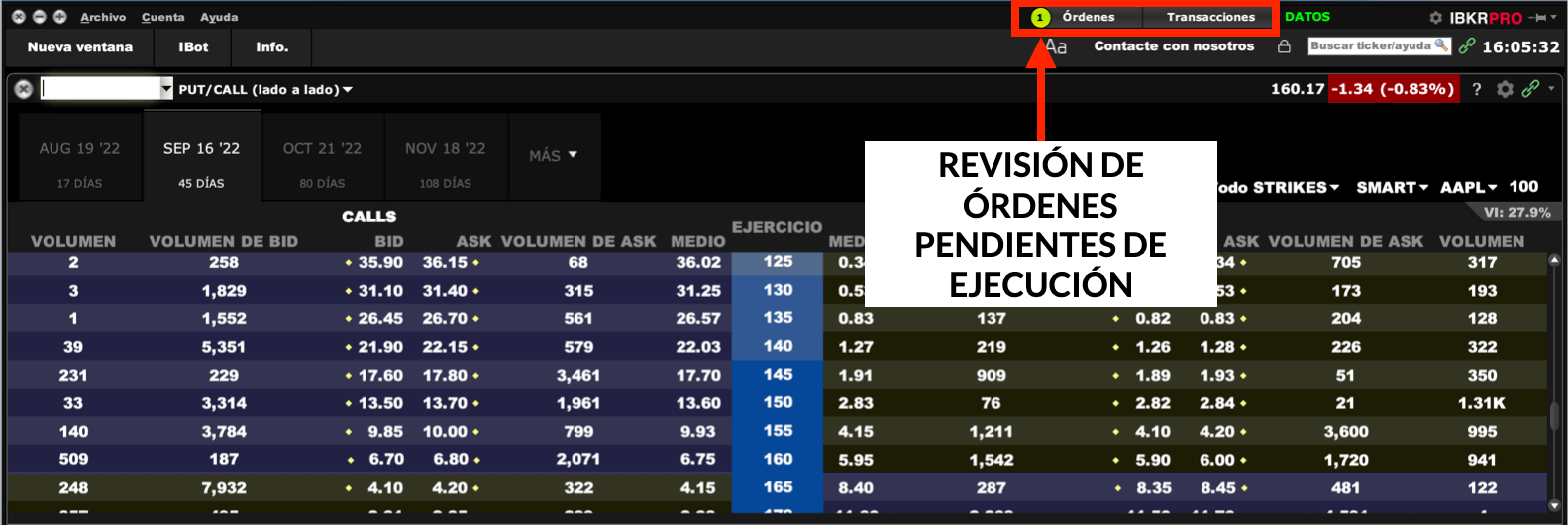 Revisar ordenes Interactive Brokers